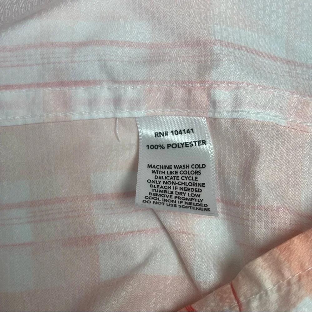 Field & Stream Peach/Wht Plaid Button-Up Long Sleeve Cool Sporting Shirt Women L - Picture 6 of 8